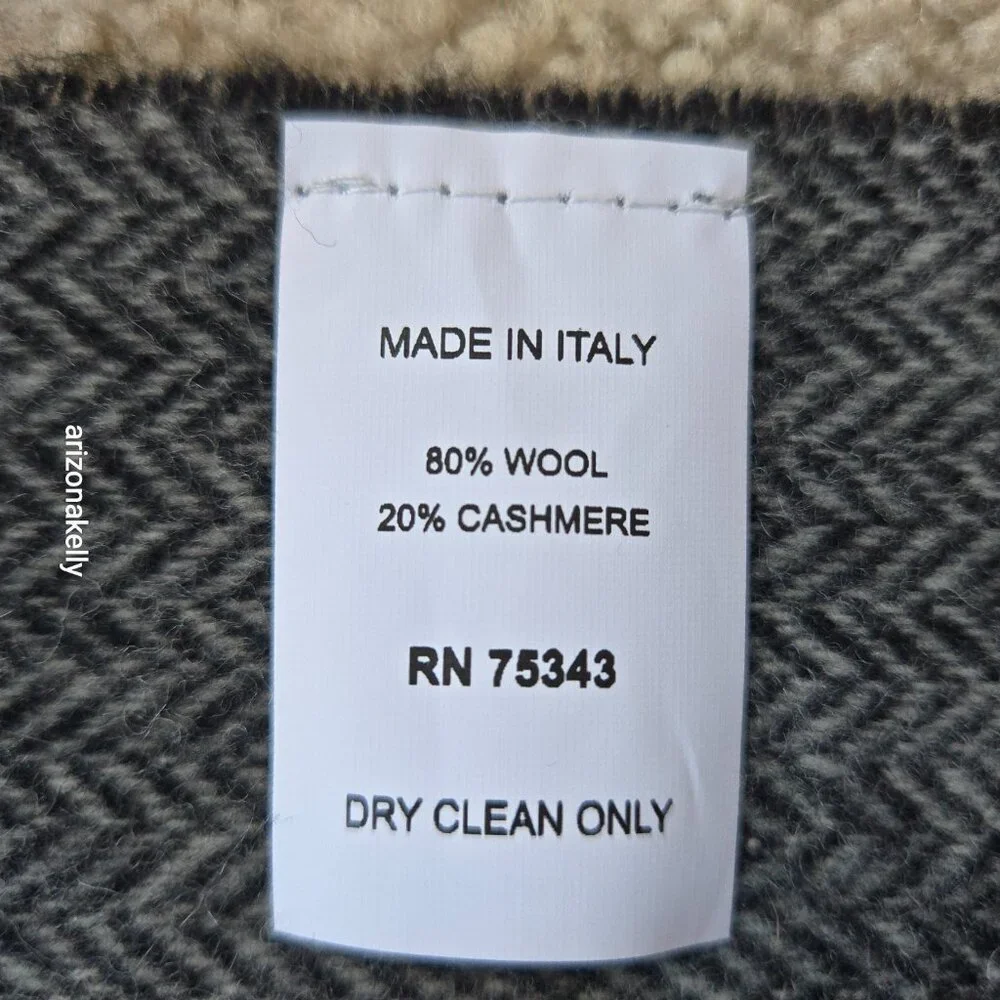 NWT Wool/Cashmere Blend Herringbone Black White Italy Il Moro Firenze - Picture 4 of 13